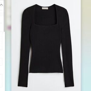 H&M Ribbed black square neck top